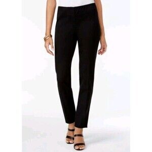 Alfani Womens Fit Straight Leg Black Dress Casual Work Pants Petite 14 w/Stretch